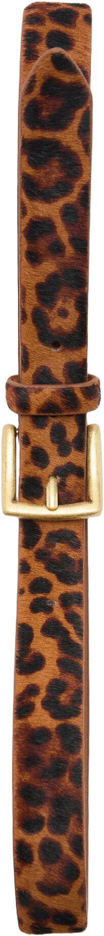 Leopard fur leather belt