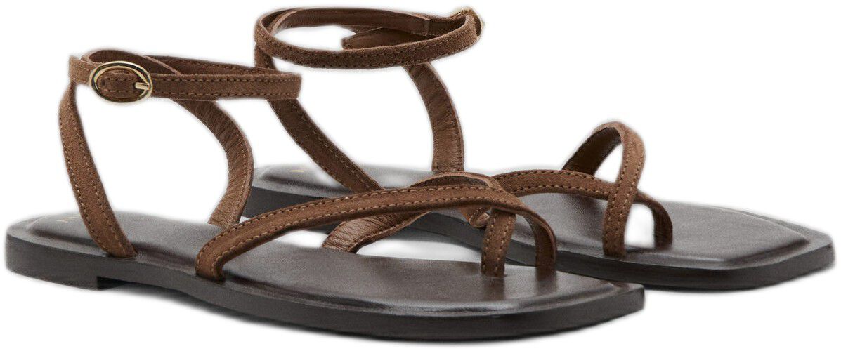 Cross-strap leather sandals