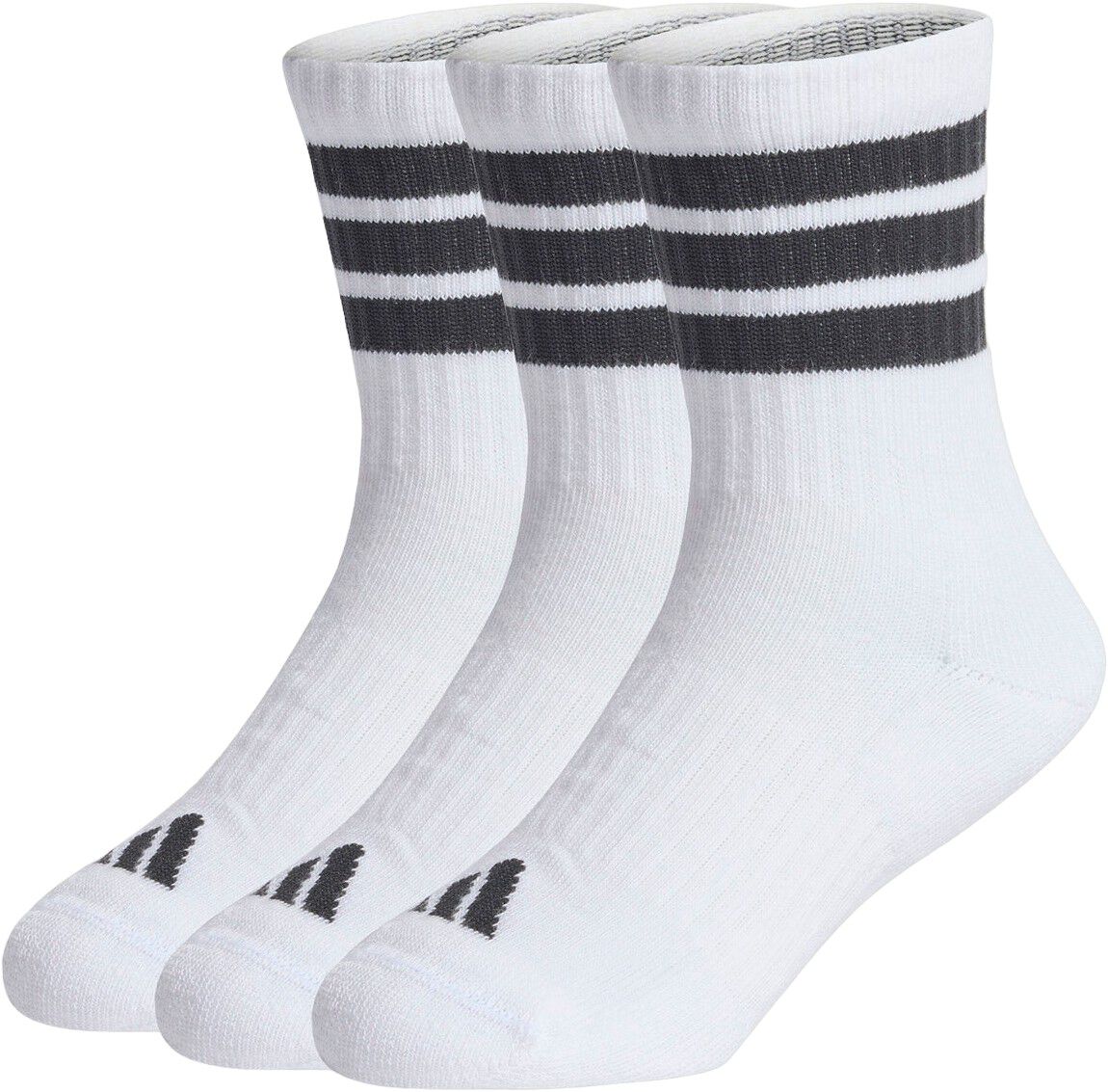 Kids 3-Stripes Cushioned Crew Str&oslash;mper 3 pak