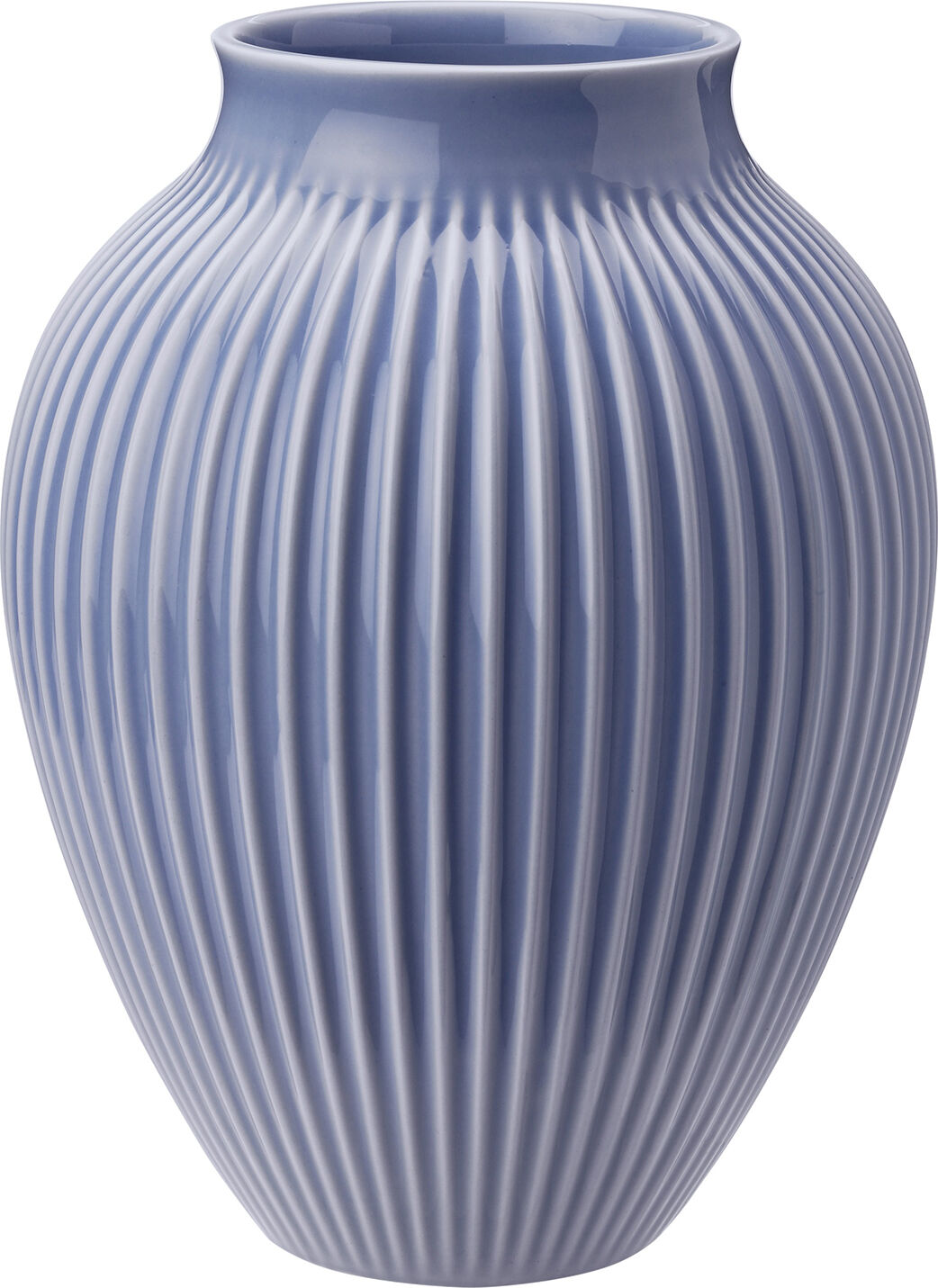 Knabstrup, vase, riller lavendelbl&aring;, 20 cm
