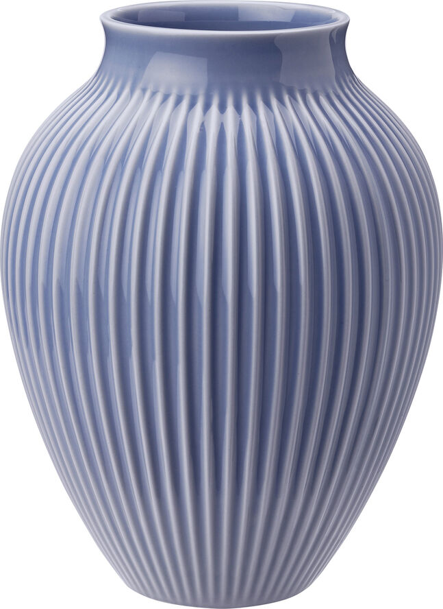 Knabstrup, vase, riller lavendelblå, 20 cm