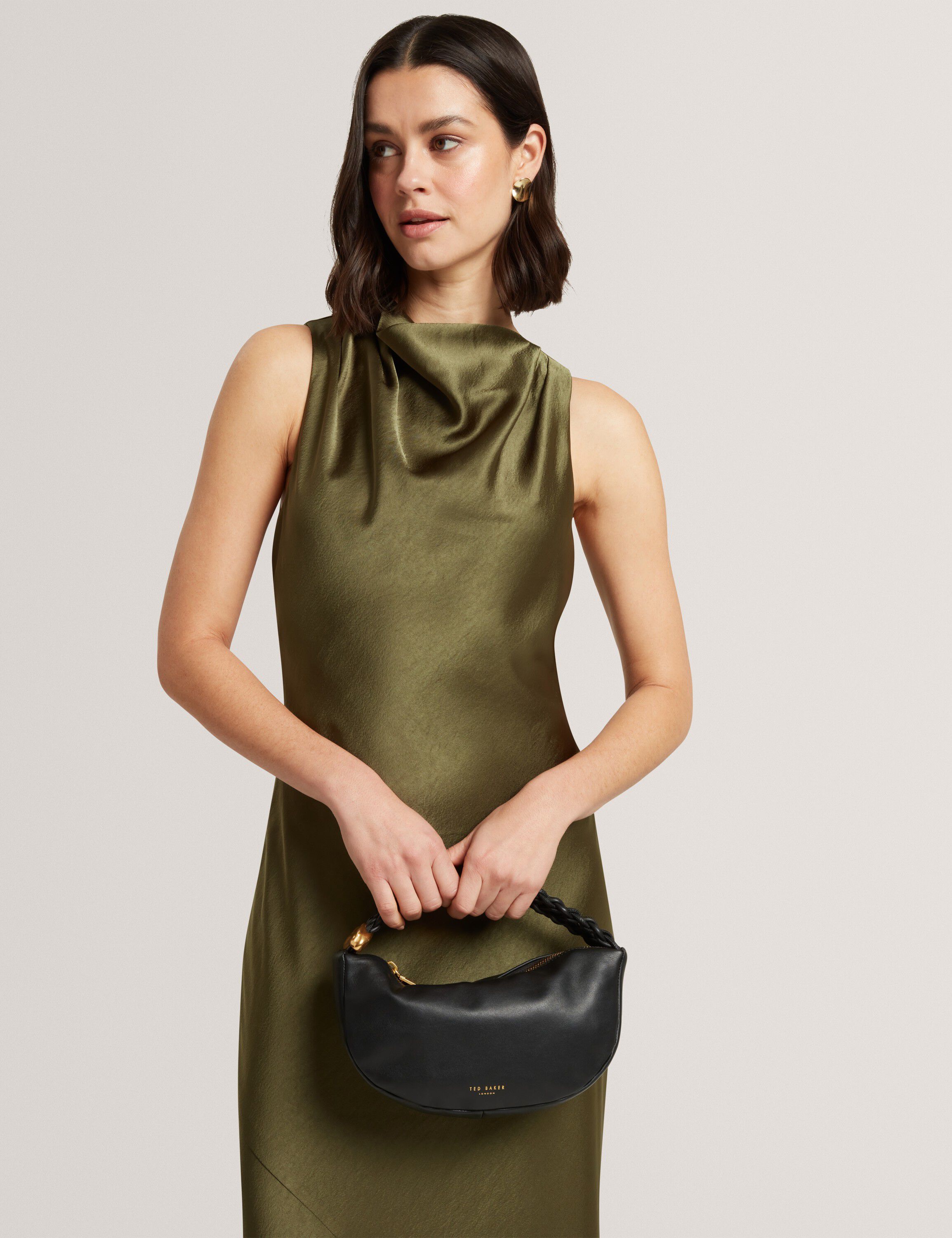 LIIMAA Drape Neck Midi Dress