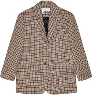 Check Wool Mix Boxy Blazer