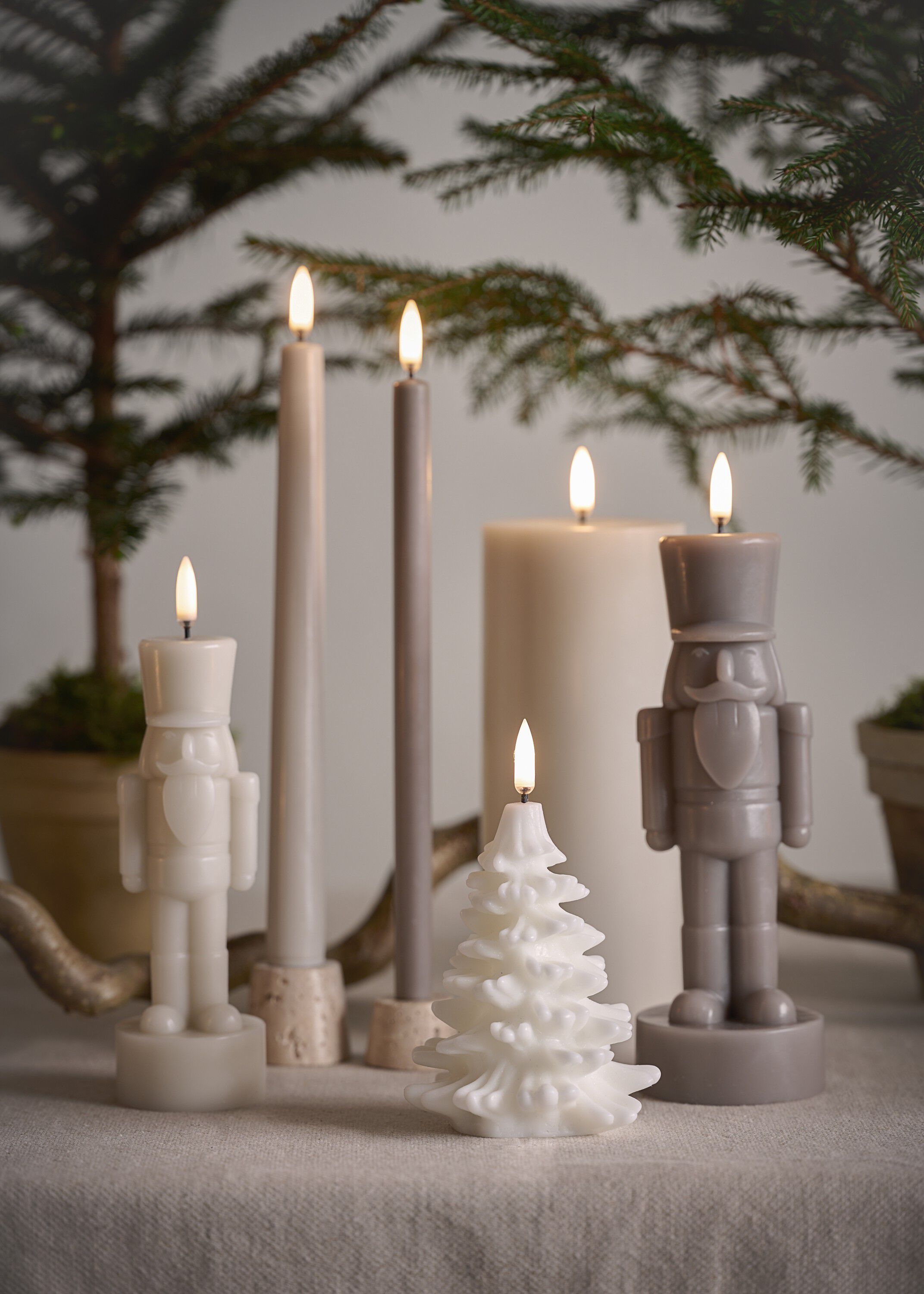 LED candle, Nutcracker, Sandstone, Smooth, 7x21 cm