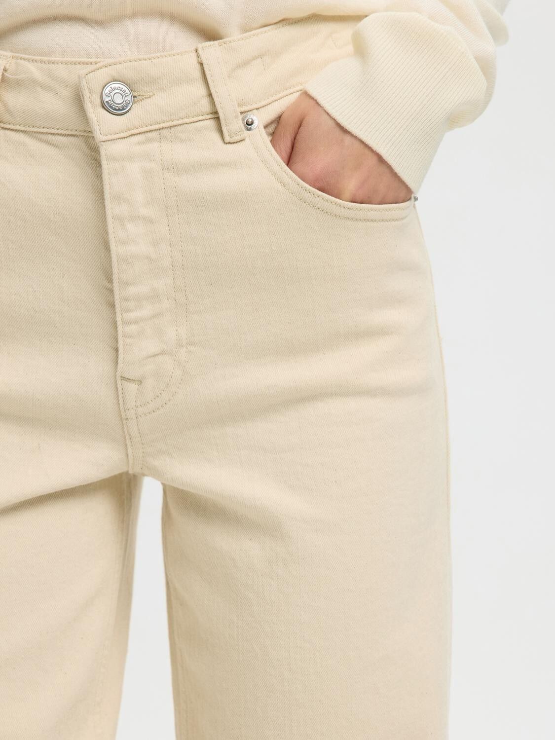 SLFWIDE BEA-KORI ECRU 609 HW JEANS