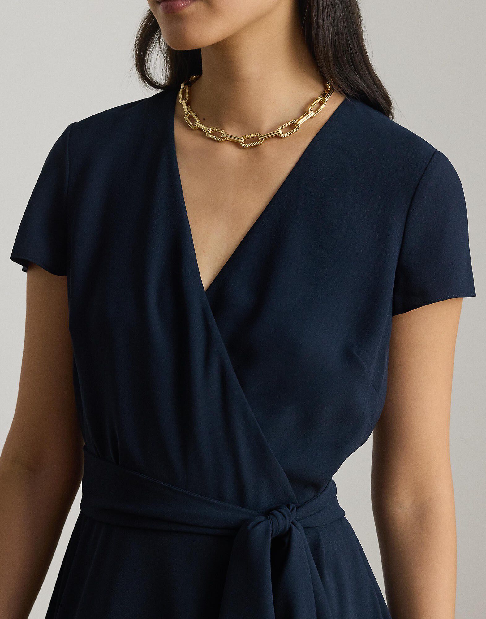 Belted Georgette Surplice Dress