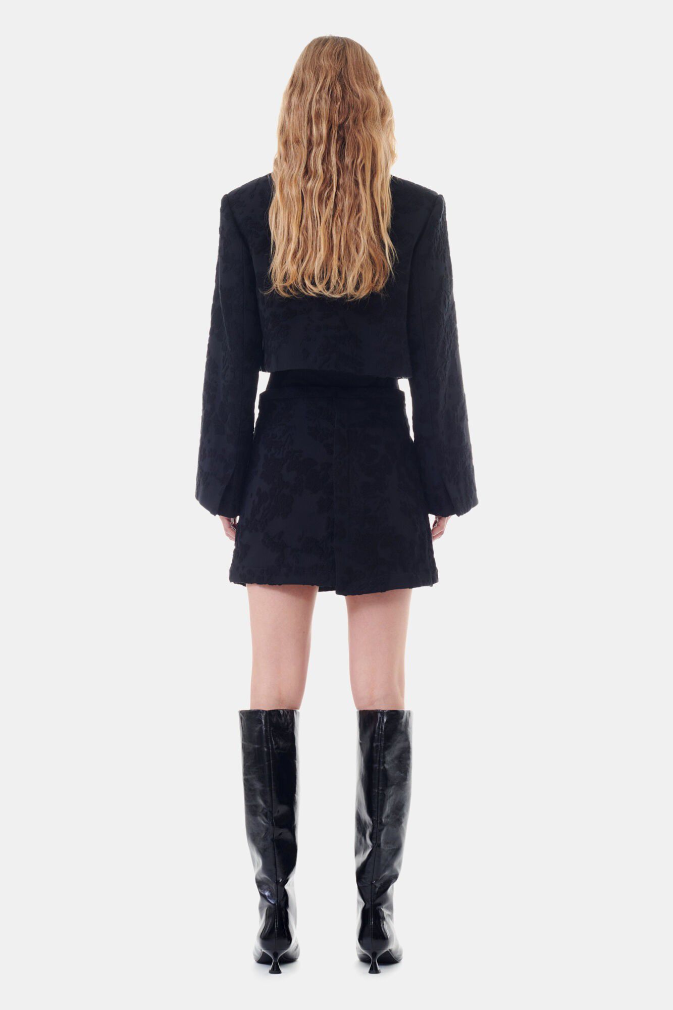 Boucle Jacquard Suiting Cropped Bla