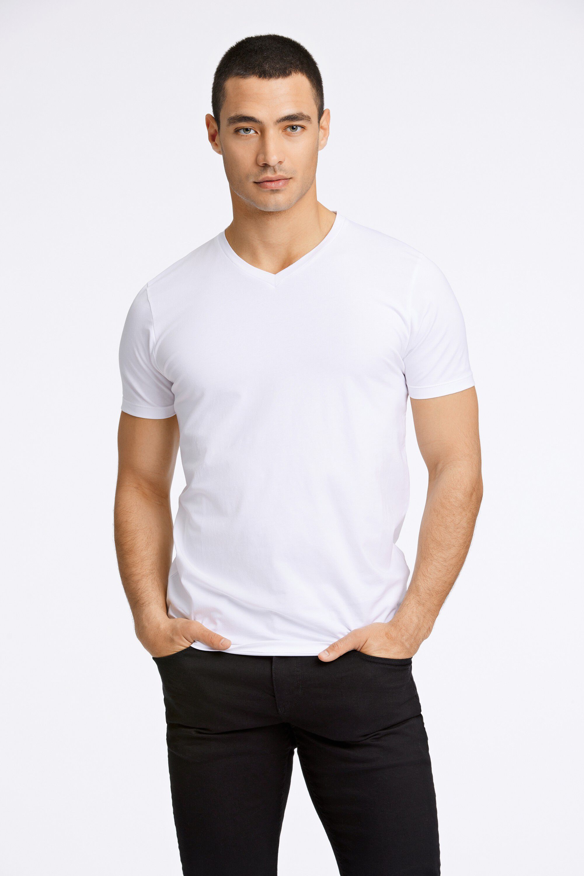 Mens stretch v-neck tee S/S