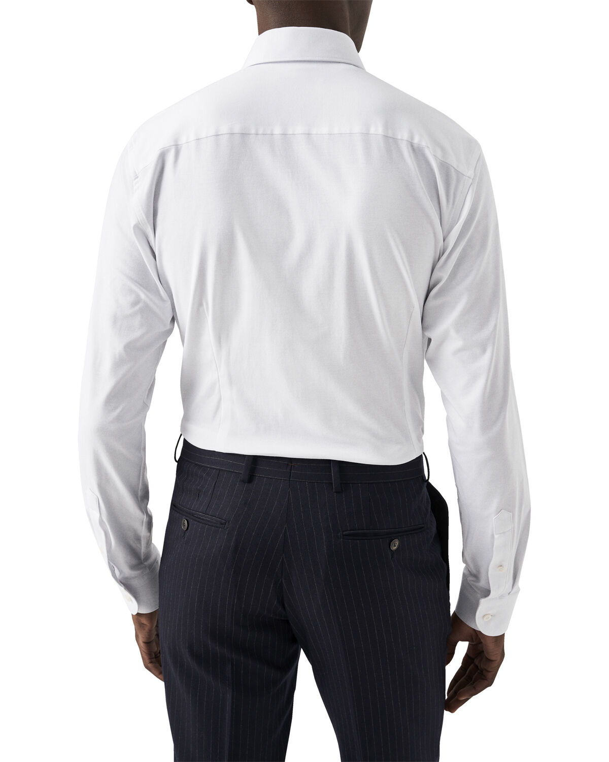 Slim Fit Navy Blue Solid Four-Flex Stretch Shirt