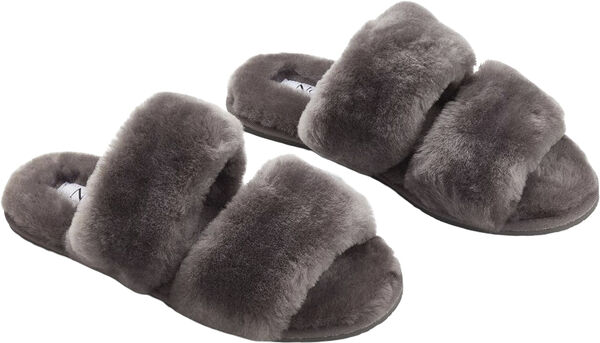Slippers Straps (of 100% New Zealand Sheepskin) Dark Grey