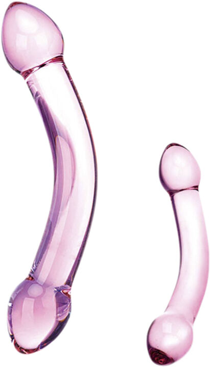 GLAS - DOUBLE TROUBLE PURPLE GLASS DILDO
