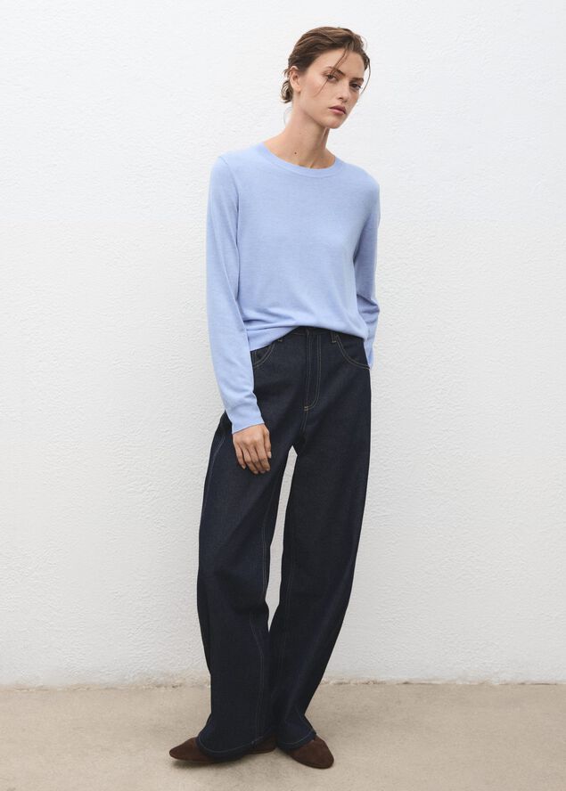 Fine-knit crew-neck sweater