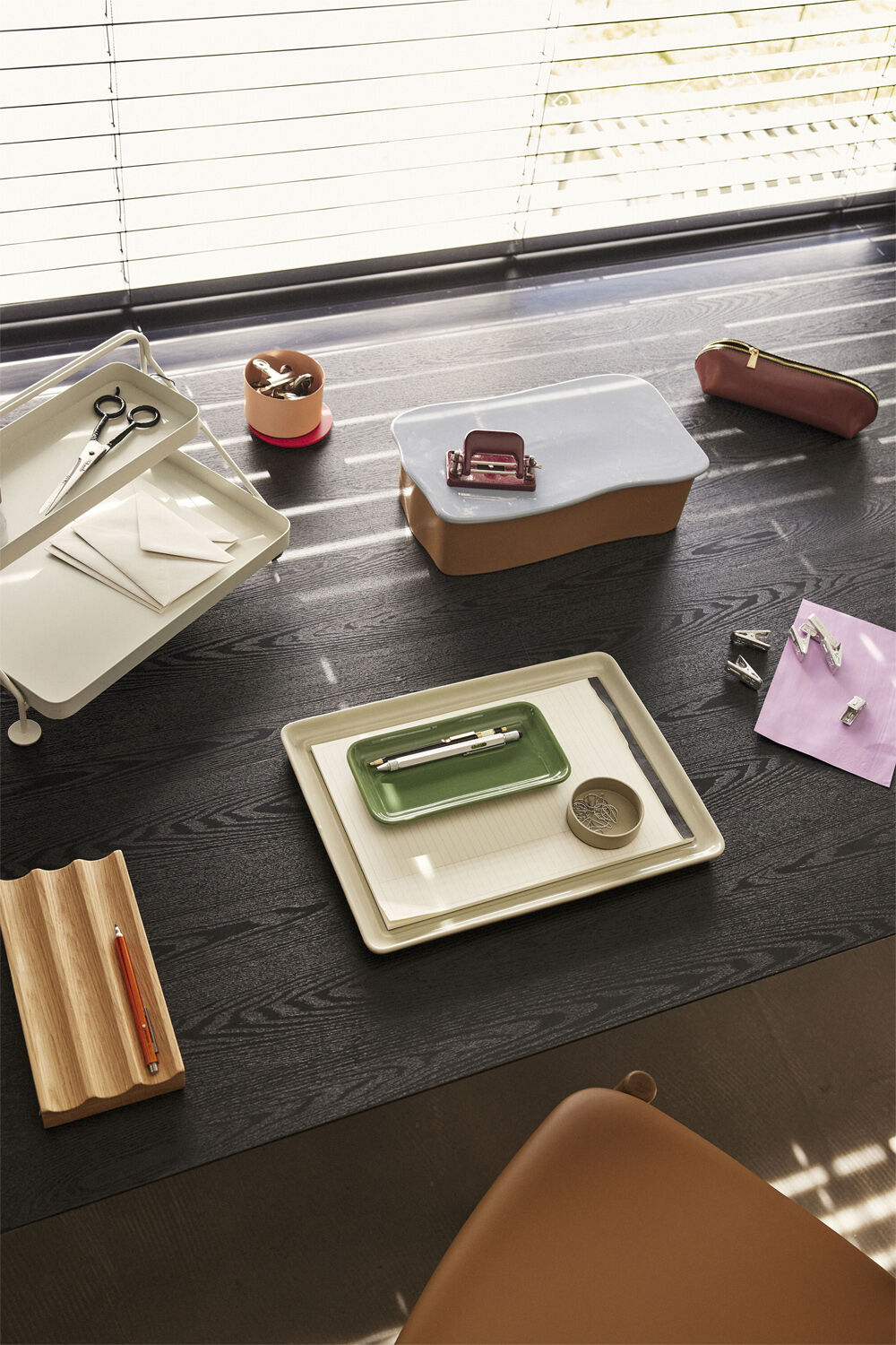 Amare Skrivebordsordner Large Brun/Lysebl&aring;