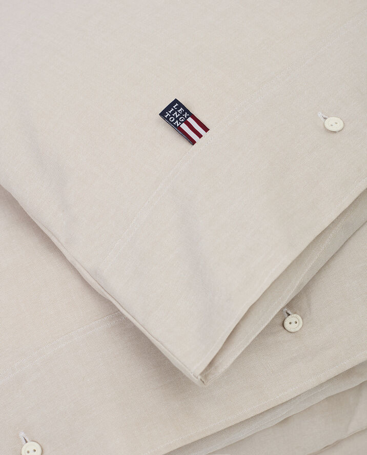 Pin Point Beige Cotton Duvet Cover