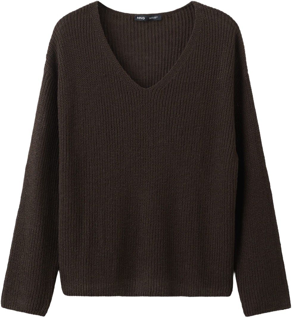 V-neck openwork knitted sweater