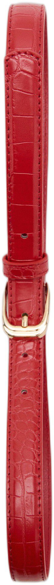 Thin faux crocodile leather belt