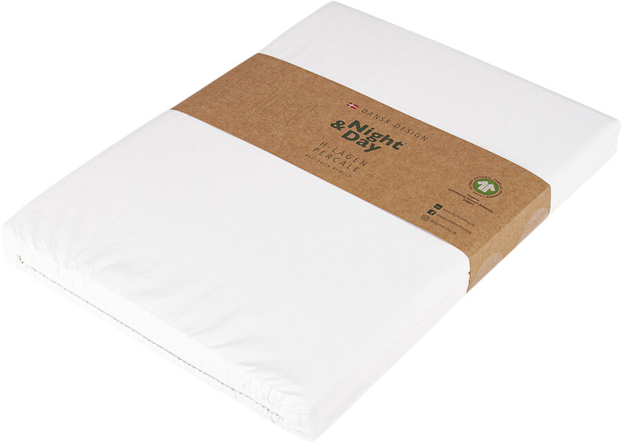&Oslash;kologisk H-split lagen, percale - GOTS, hvid