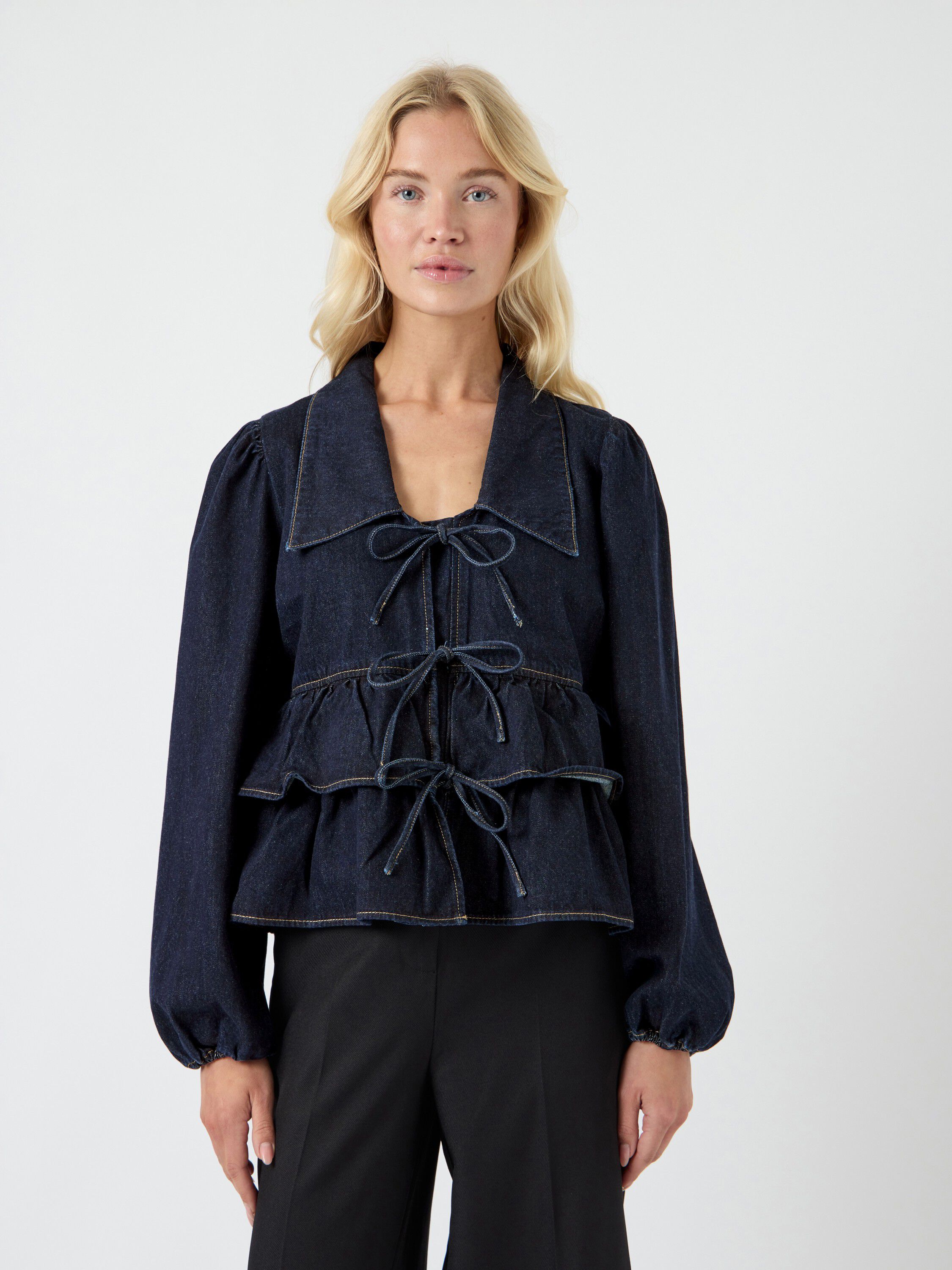 YASCELINA LS DENIM TIE TOP S. - EX