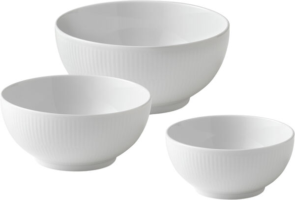 Hvid Riflet skålsæt 3-pak 47 cl, 73 cl, 110 cl