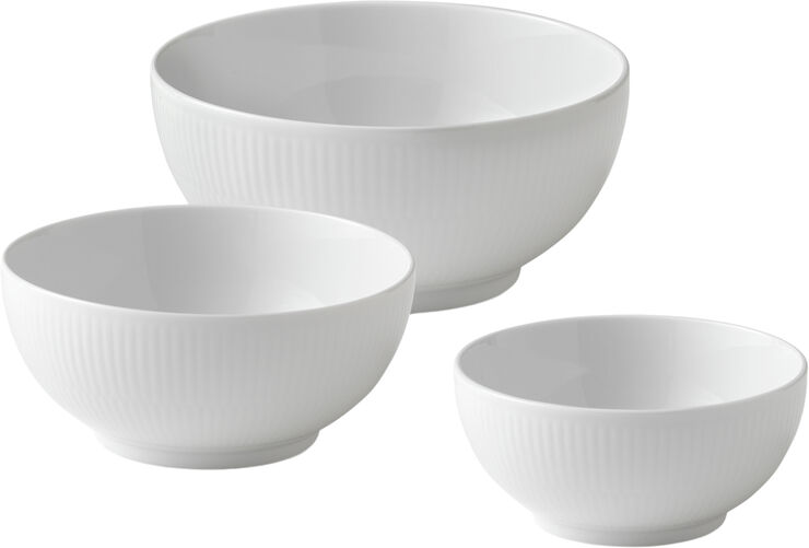 Hvid Riflet skålsæt 3-pak 47 cl, 73 cl, 110 cl