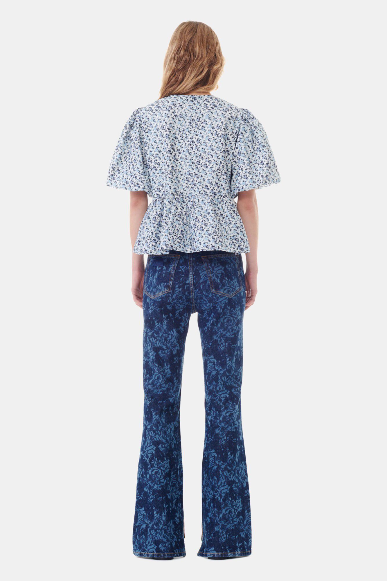 Printed Cotton Poplin Peplum Blouse