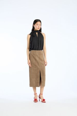 SUEDE MIDI PENCIL SKIRT
