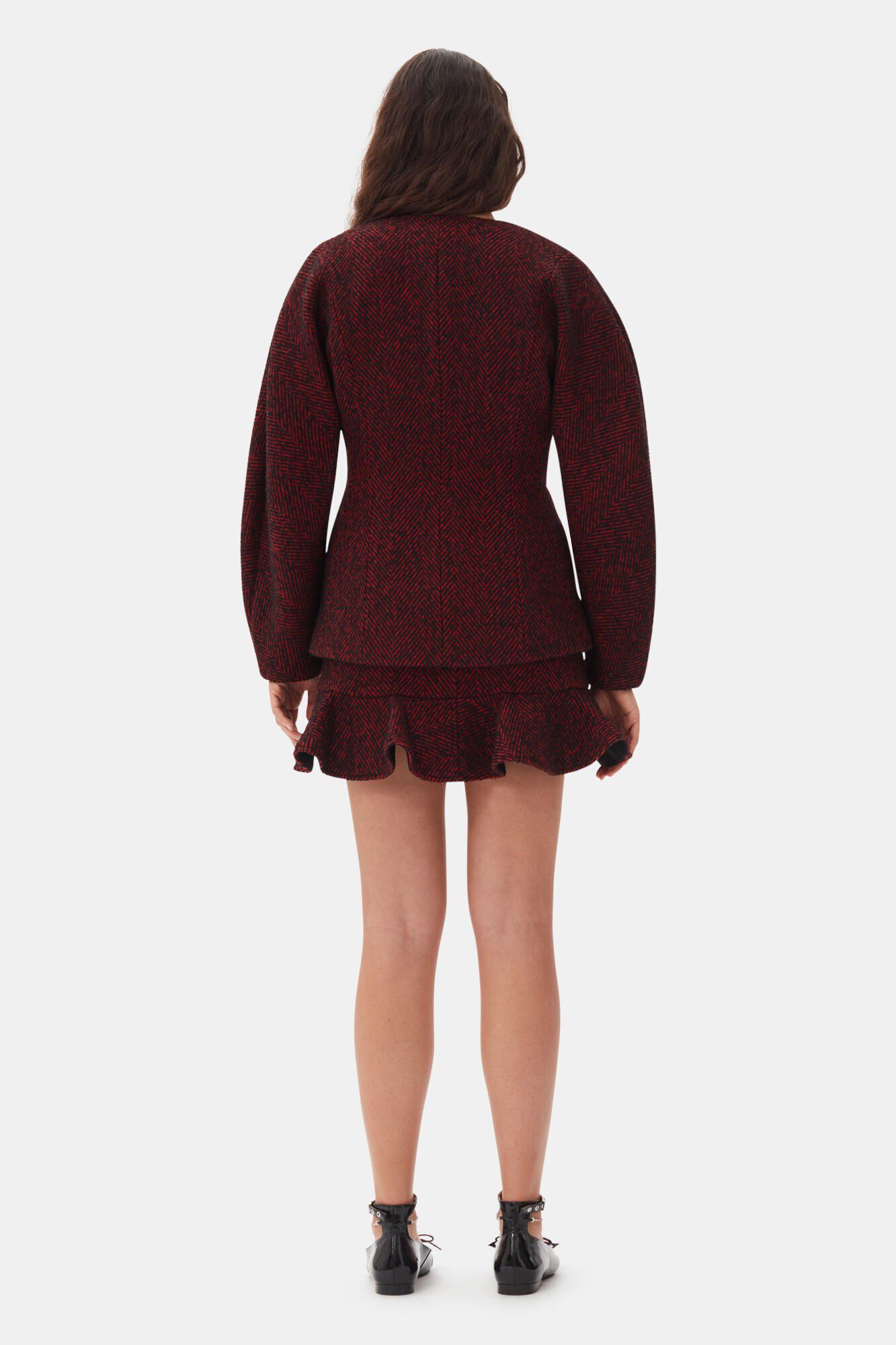 Herringbone Wool Curve Sleeve Blaze