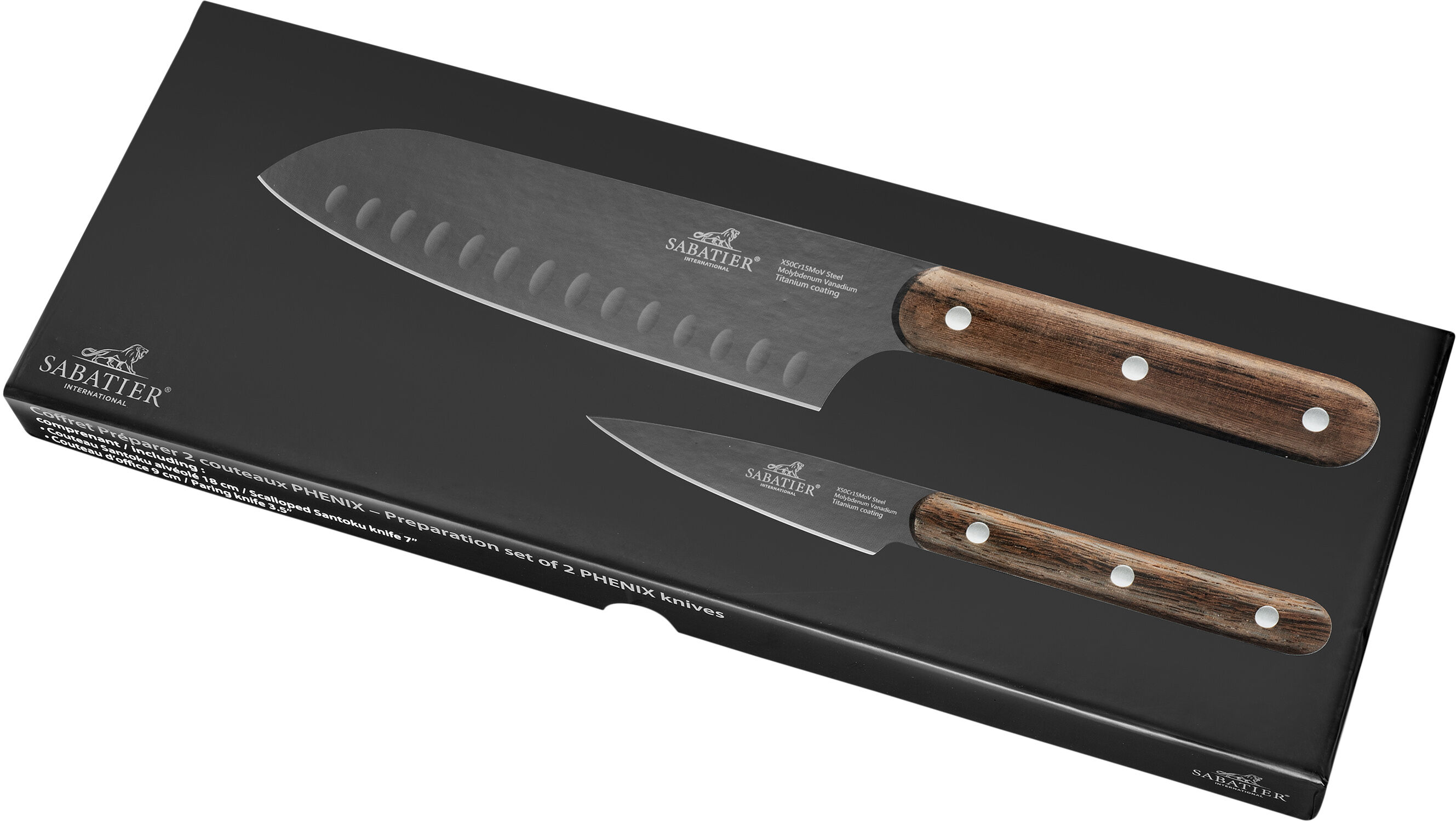 Phenix knivs&aelig;t 2 dele sort/tr&aelig;