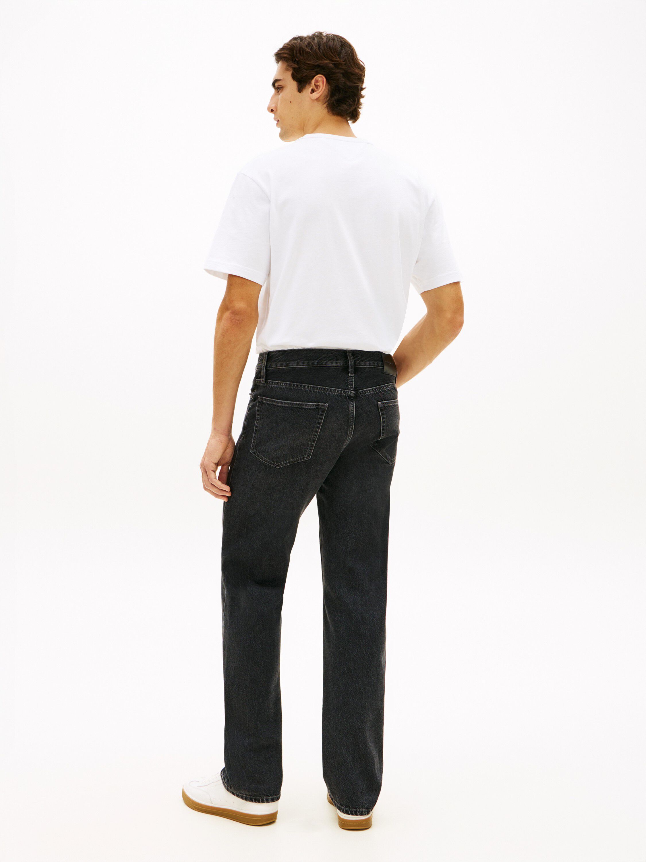 Dover Whiskered Regular Straight Leg Black Jeans