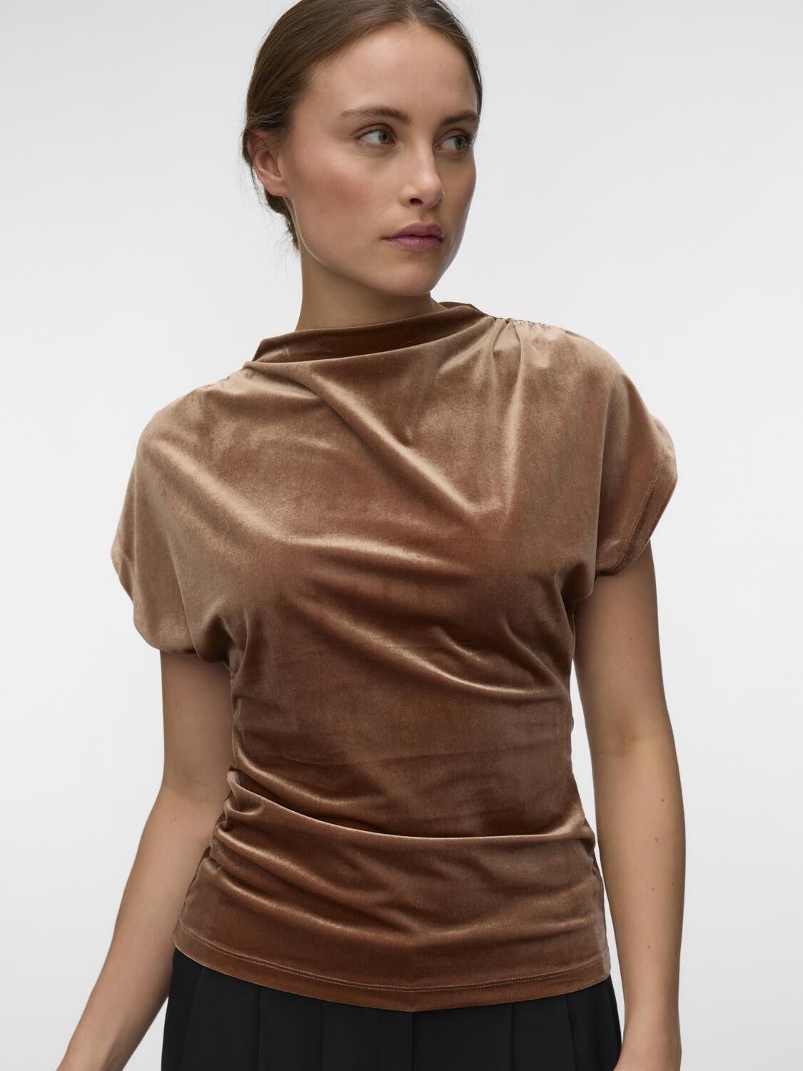 Awessence Cap Sleeve High Neck Top