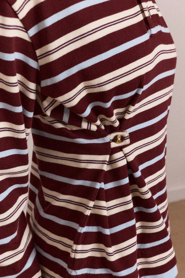 NOAH CINCH LAYERED RUGBY - CHOC STRIPE
