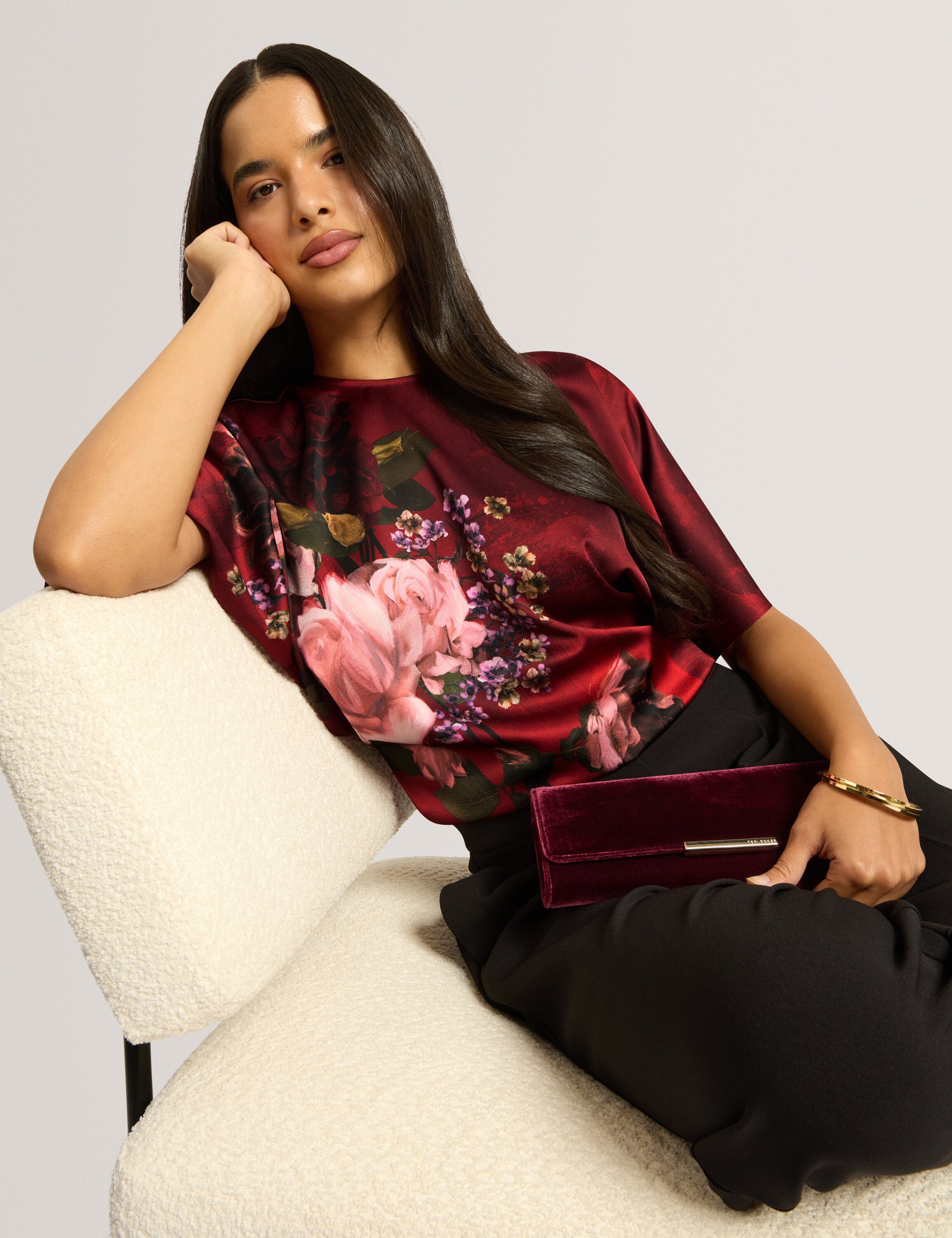OTILEE Printed Batwing Top