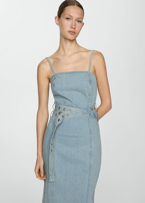 Denim dress with belt