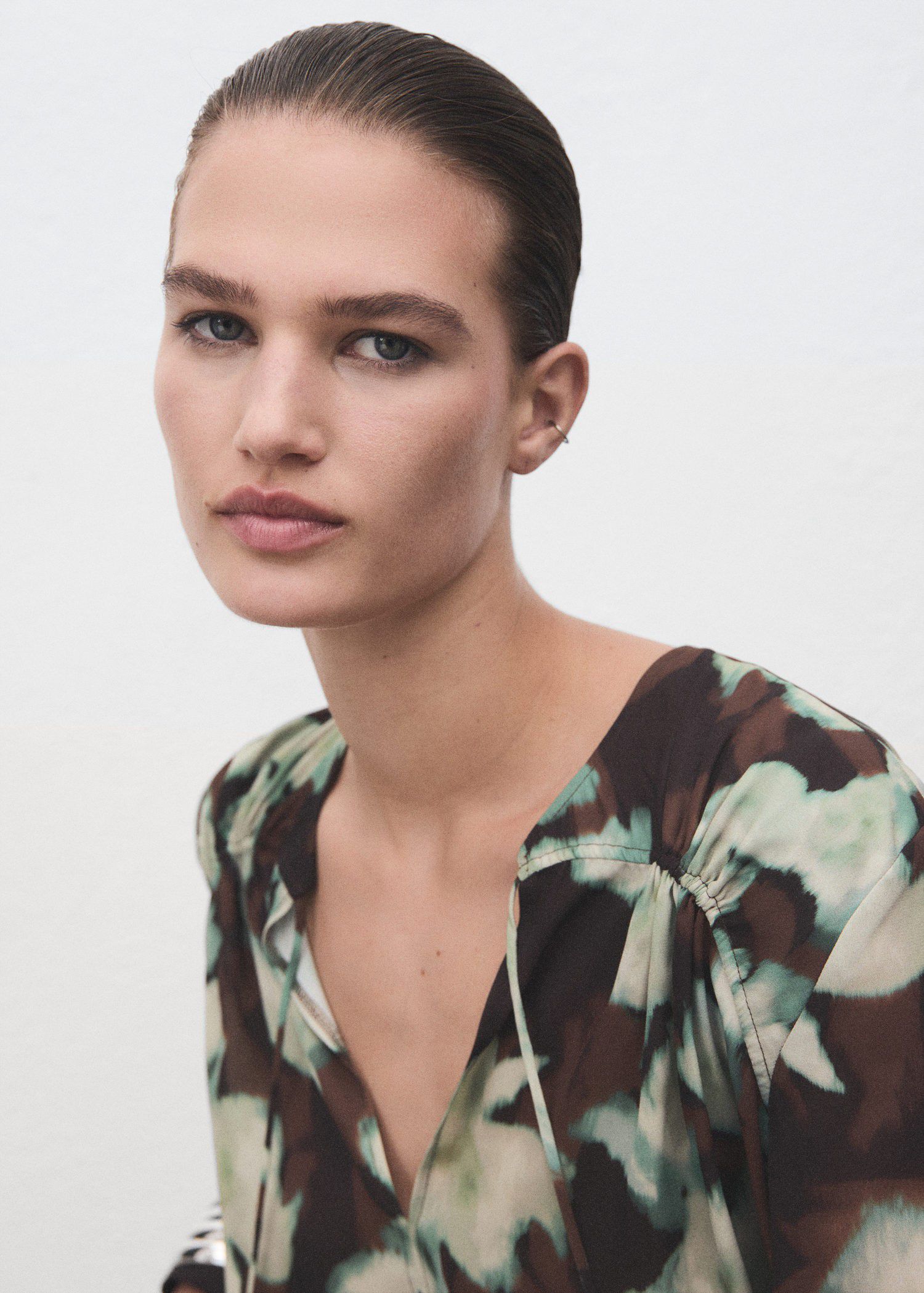 Chiffon blouse with bow neckline