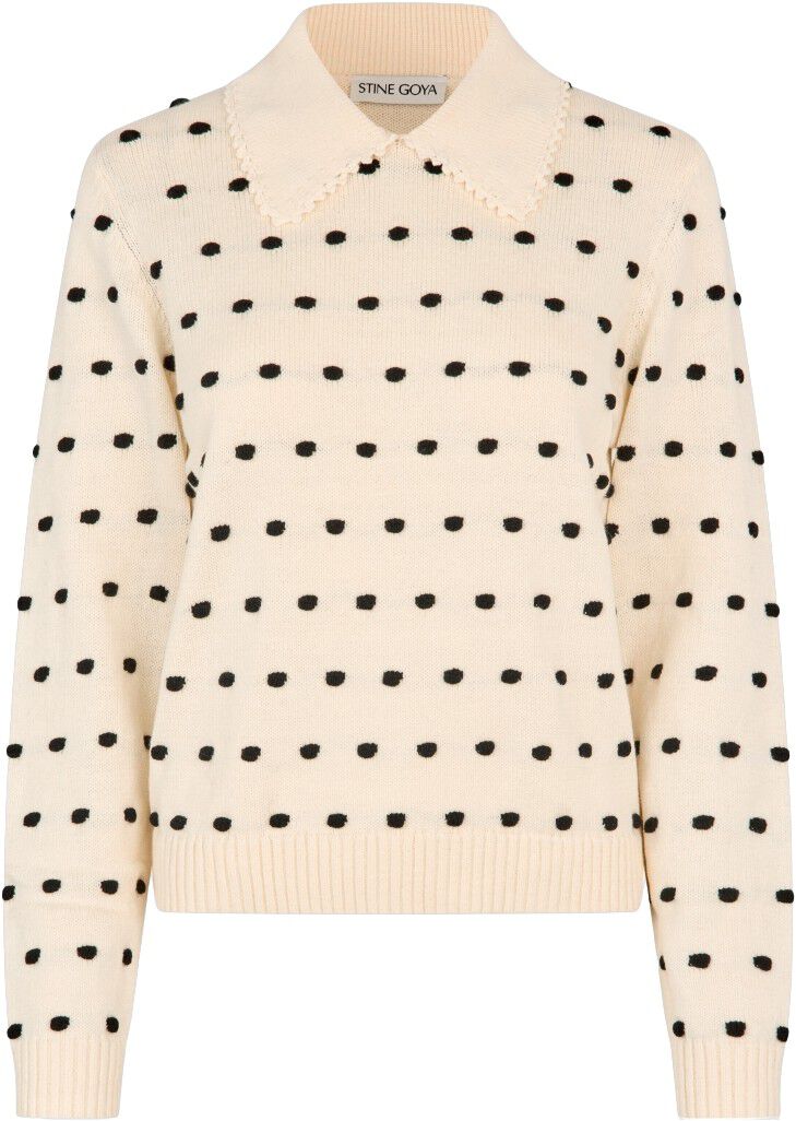 2386 Cotton Mix, Bobble Polo Collar Sweater