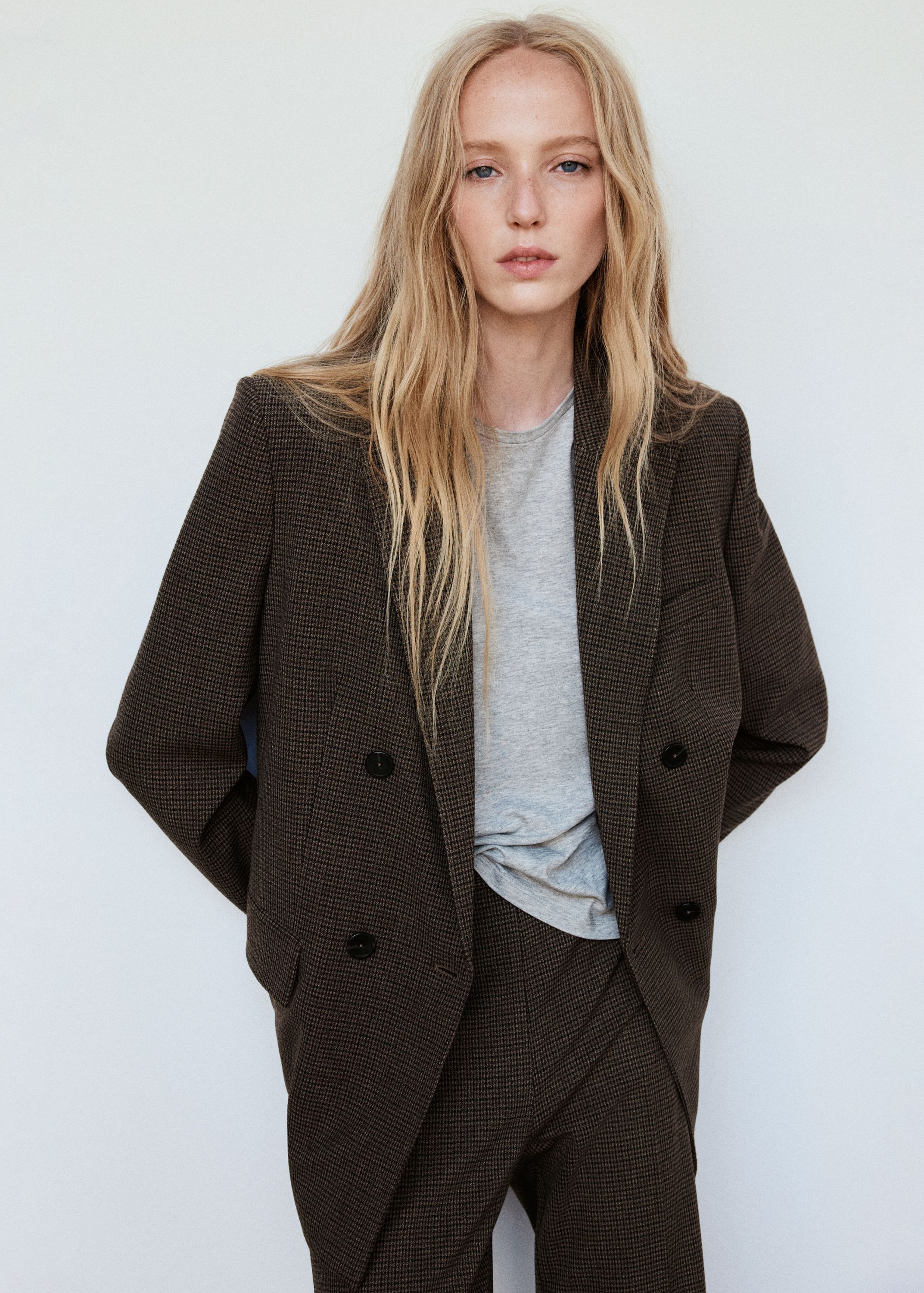 Double-breasted suit blazer