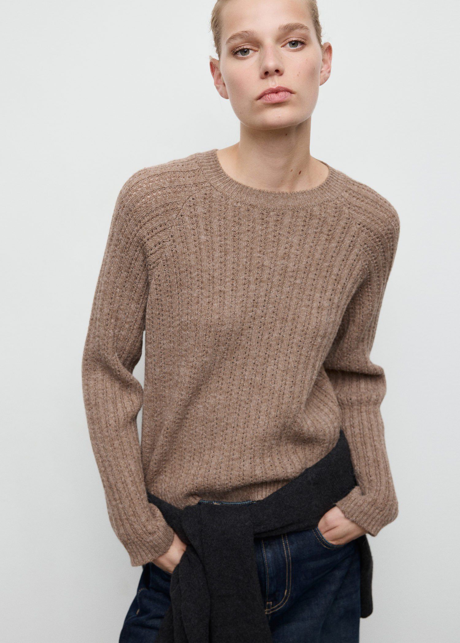 Openwork knit sweater