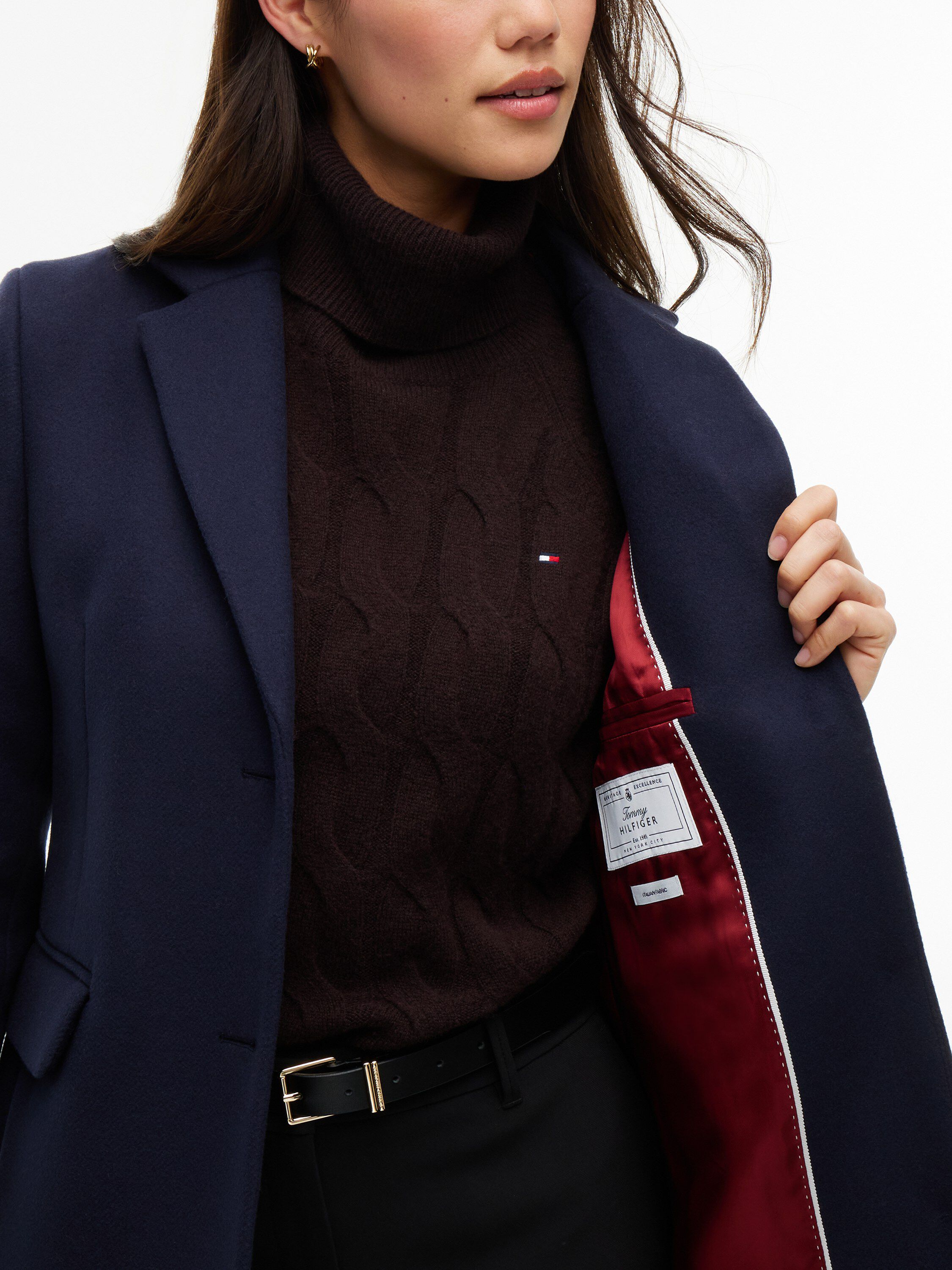 Manteco Wool Blend Slim Single Breasted Coat