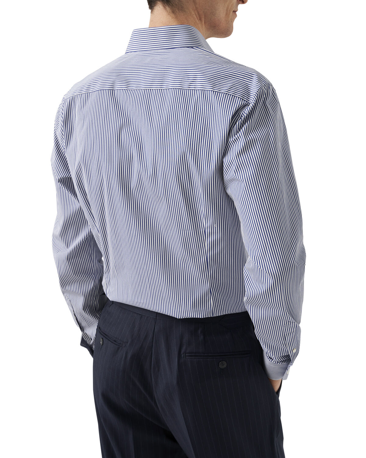 Slim Fit Light Blue Bengal Striped Elevated Poplin Shirt