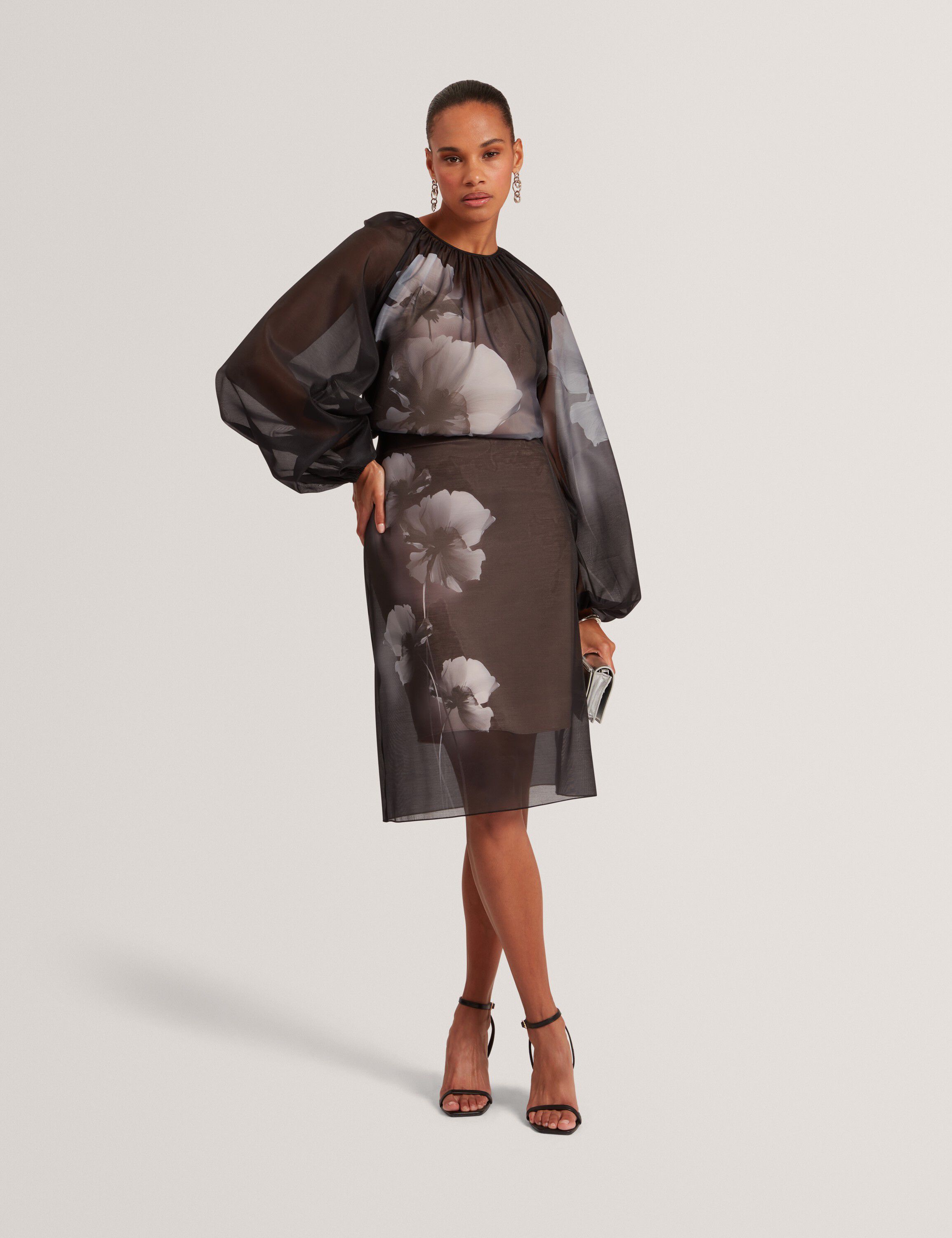 PLAAZA Puff Sleeve Blouse With Orga