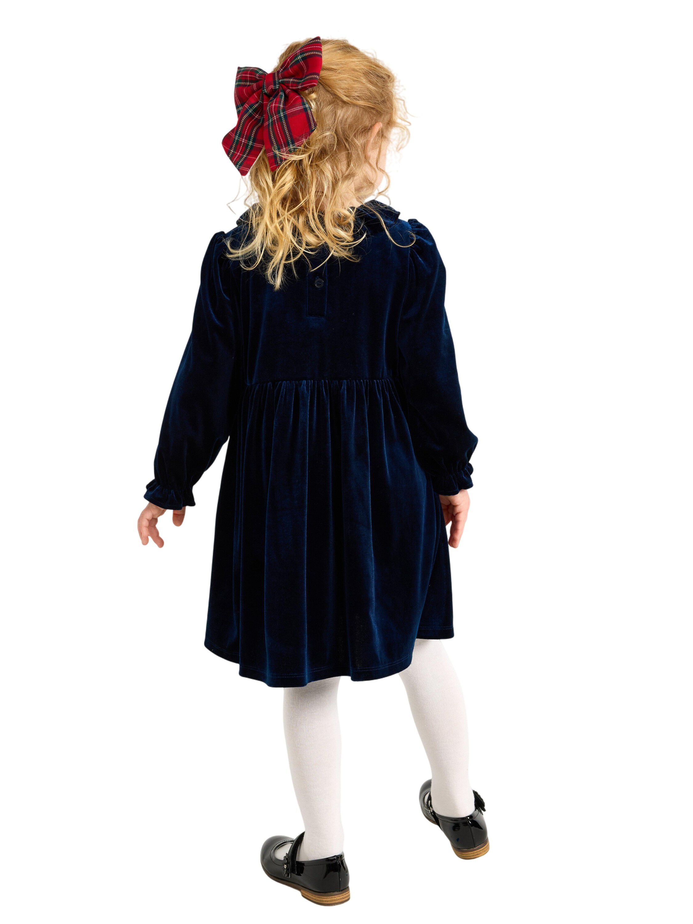 Soft long-sleeved dress in velvet w