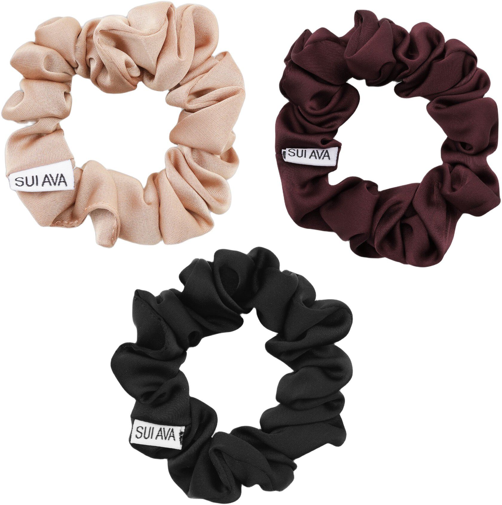 3-Pack Ruched Ribbon Scrunchies