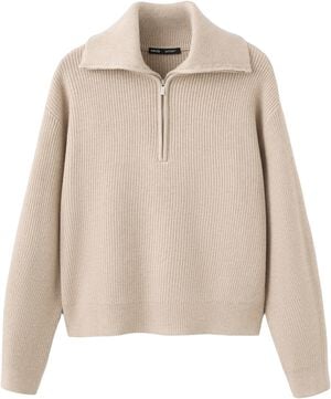 Sweater with contrasting zip collar