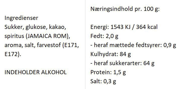 Fyldte bolcher med smag af rom og chokolade (indeholder alkohol)