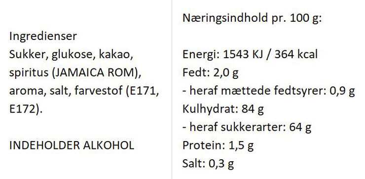 Fyldte bolcher med smag af rom og chokolade (indeholder alkohol)