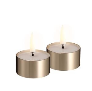 LED melted tealight, Metal brass finish, 2-pack, 4,1x2,3 cm