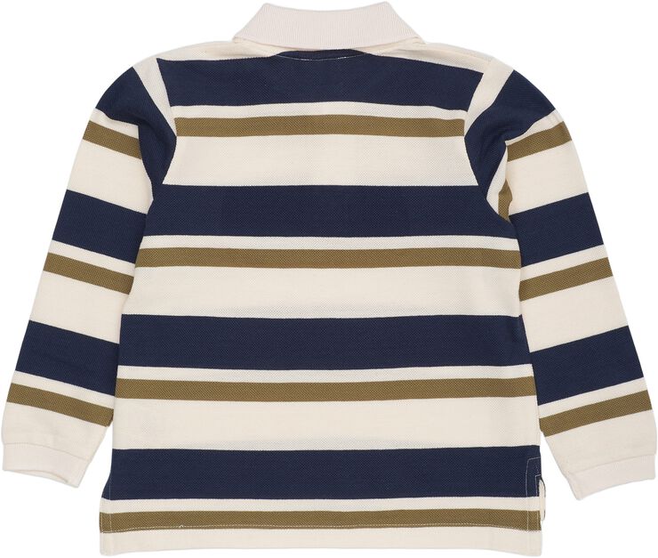 STRIPED PIQUE POLO W. LS
