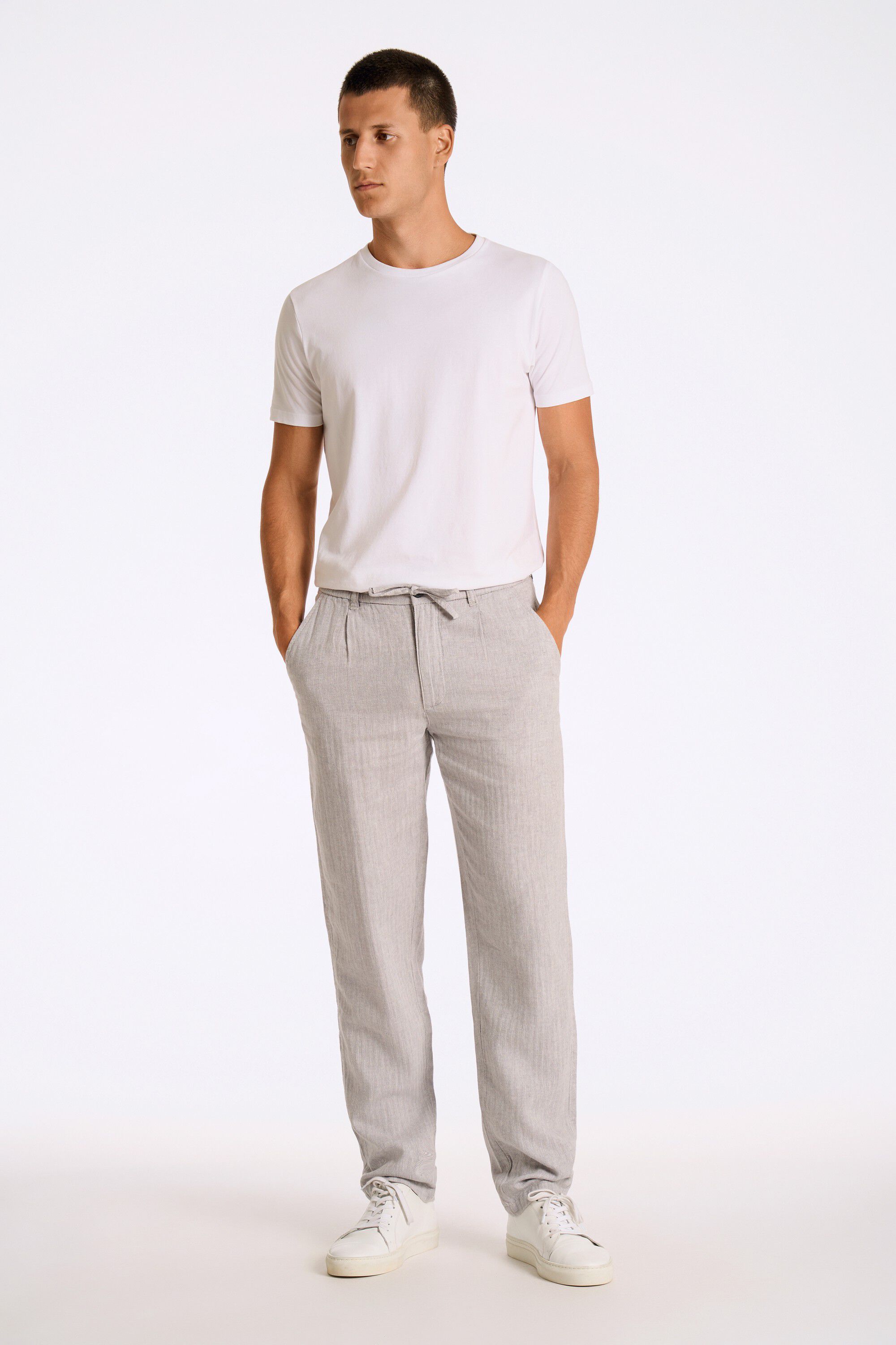 Linen blend herringbone pants