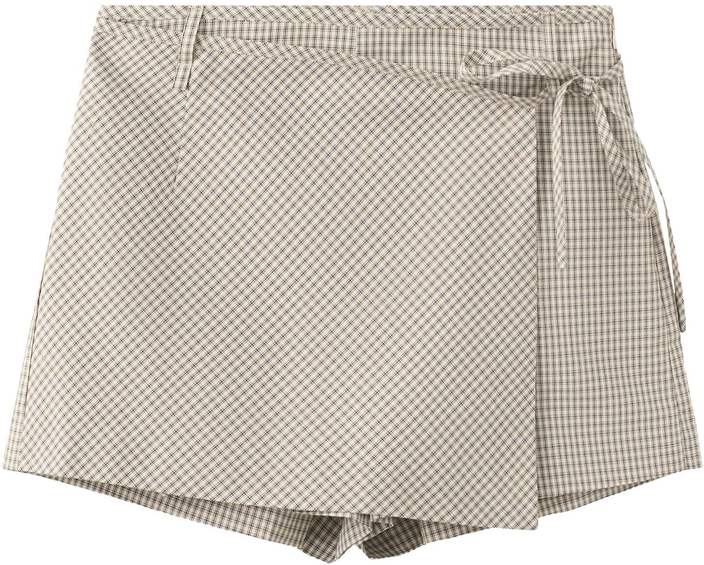 Checked tie-waist skort