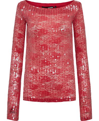 Lace Sequin Boatneck Top